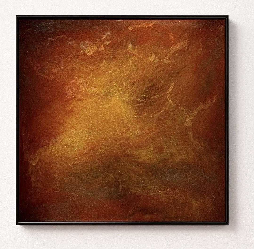 Polvere nel cielo — opera in resina, 70x70 cm
