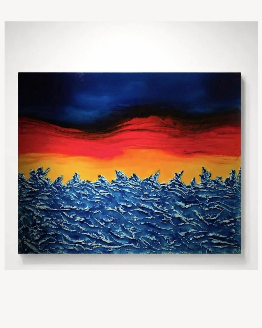 Tramonto — opera in resina, 80x100 cm