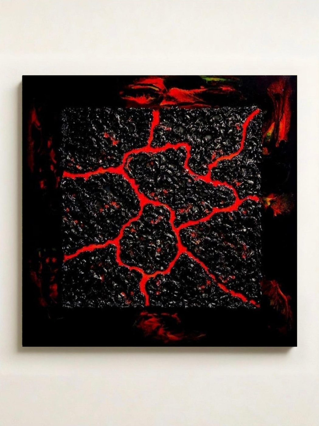 Fuoco — opera in resina, 75x75 cm
