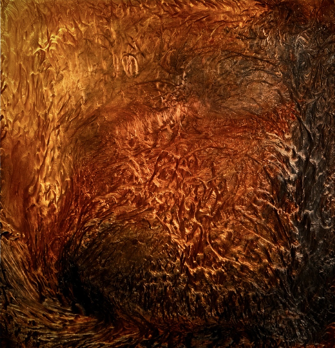 Fenice — opera in resina, 100x100 cm