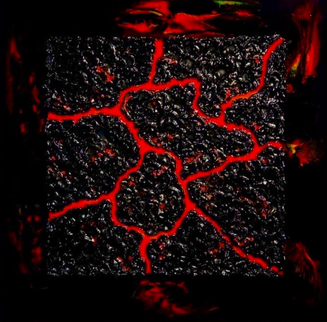 Fuoco — opera in resina, 75x75 cm