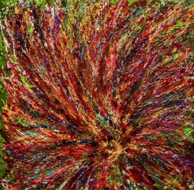 Campo fiorito — opera in resina, 60x60 cm