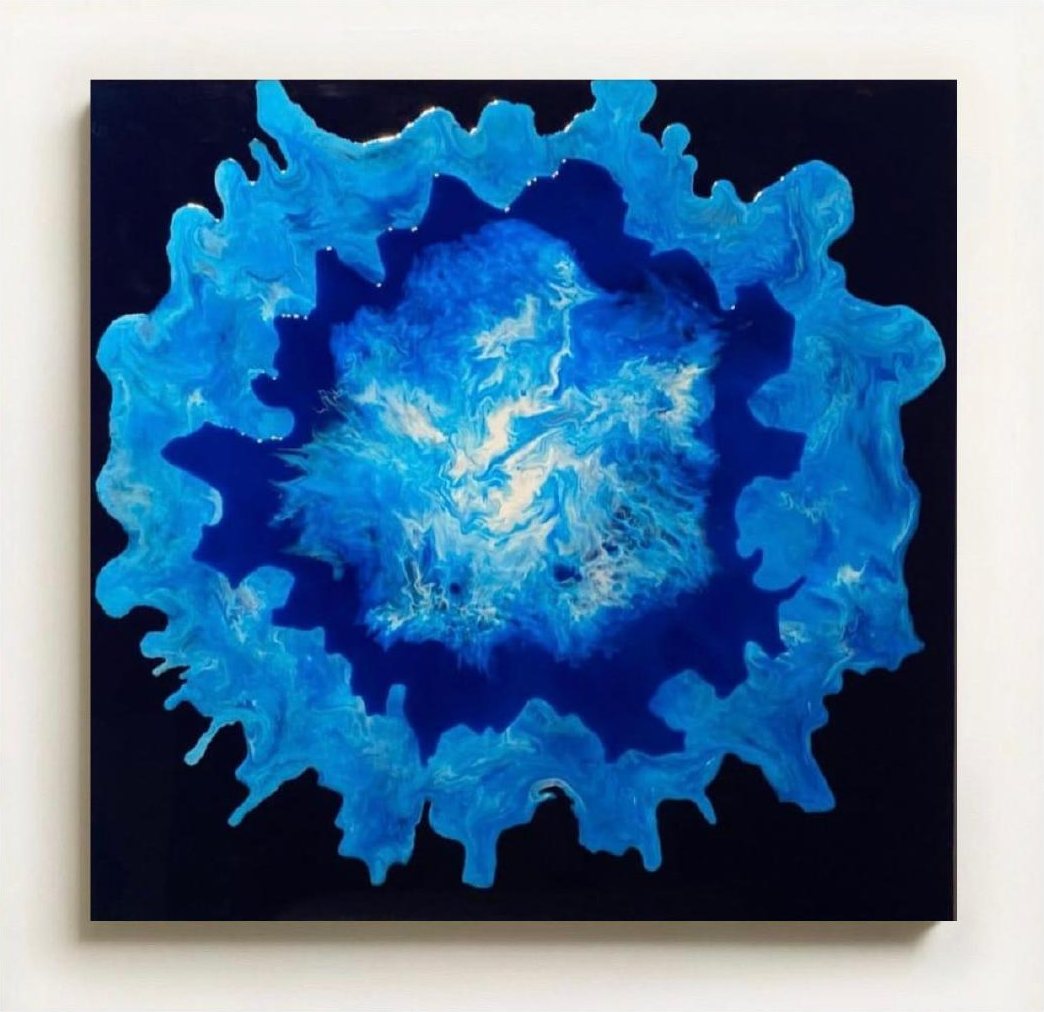 Creazione del mare — opera in resina, 60x60 cm